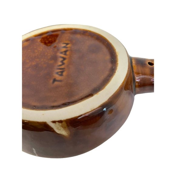 Taiwan Ceramic Brown Glazed Escargot Snail Plate Baking Dishes Handle Set of 4 - Picture 9 of 9